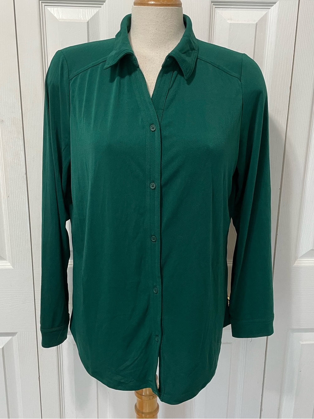 Adrianna Papell Emerald Green Button-Down Shirt